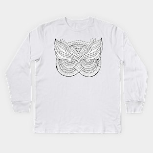 Owl Head - White Kids Long Sleeve T-Shirt